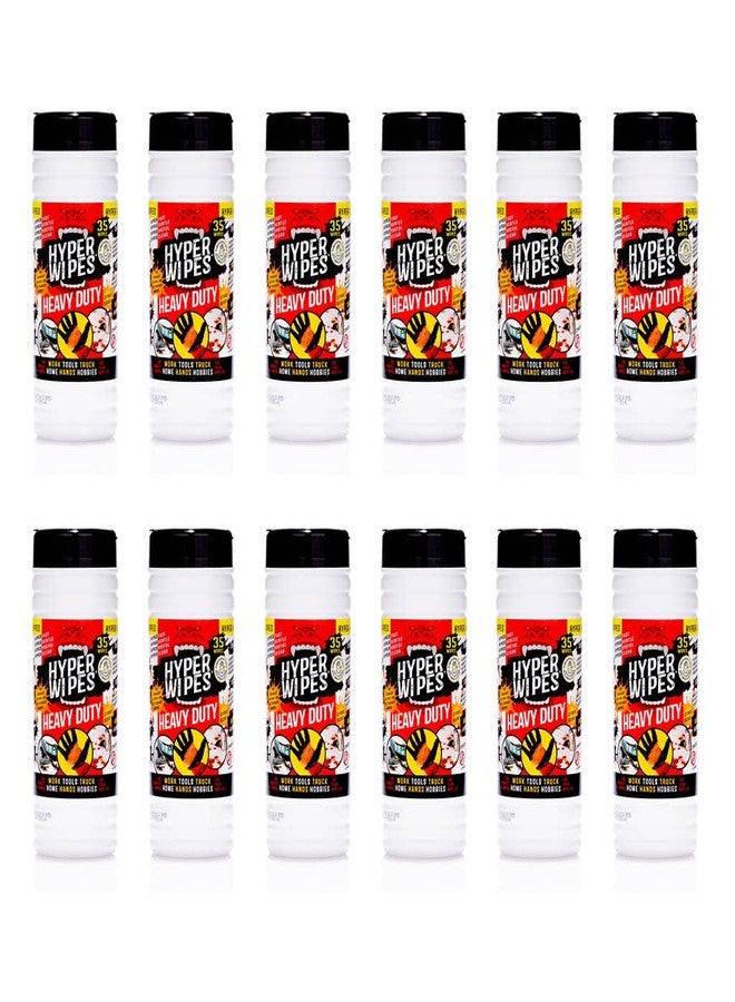 Juniper CLEAN Hyper Wipes, 12 Pack Heavy Duty Hand & Tool Cleaning Wipes, 7"x12" Size Multi-Surface Cleaning Wipes, Degreasing, All Purpose Cleaner, Bathroom, Mechanic, Work Surface Wipes, 420 Count Canister - Image 1